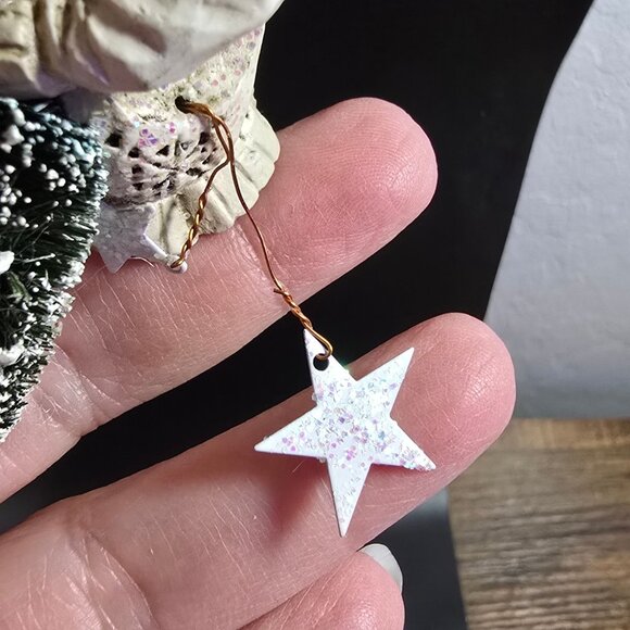 NWT Pam Schifferl White Winter Santa Ornament Tree Stars Handcrafted by Midwest - Picture 6 of 12